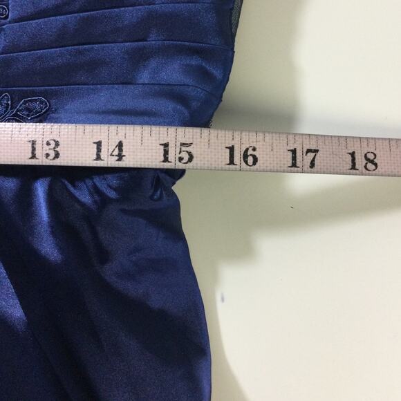 FORMAL 12 L dark navy blue bridesmaid capelet gala party maxi dress NEW B127 - Picture 6 of 7